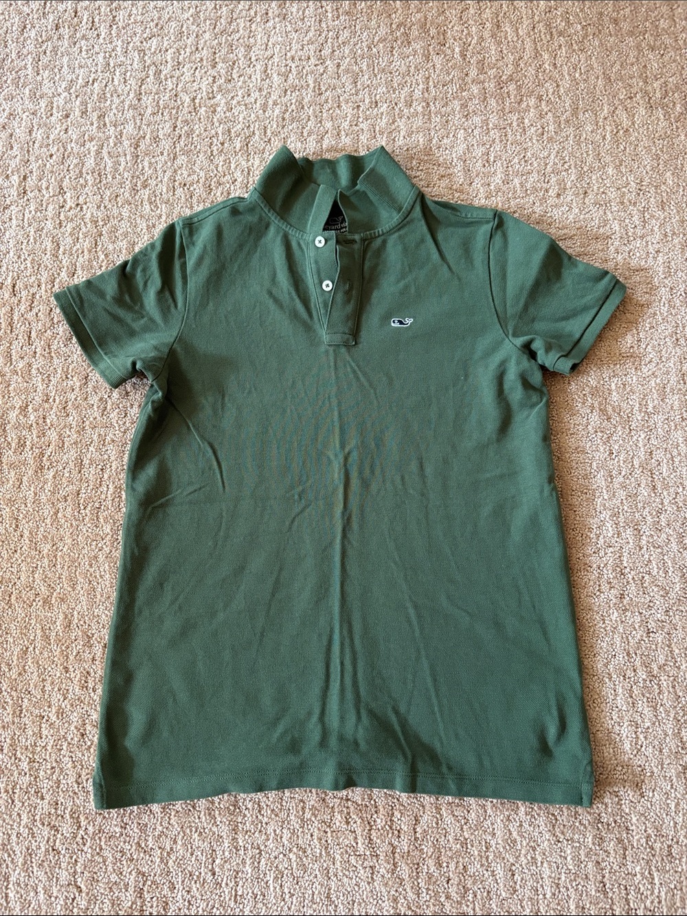 Vineyard Vines boys Short Sleeve Polo with Whale Logo - Forest Green, size M
